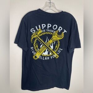 Trade Marked Black Graphic T-Shirt Support The Trades Size Medium